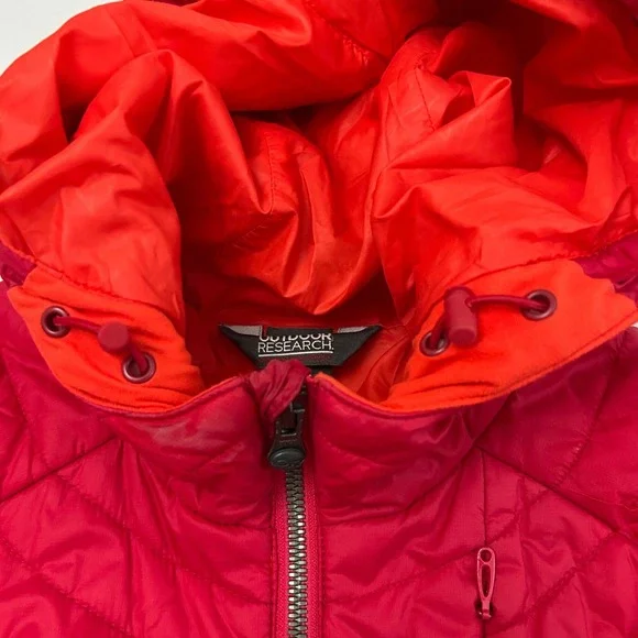 Outdoor Research Jacket Womens M Red Breva Quilted Hooded Primaloft Puffer - Picture 6 of 12